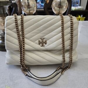 Tory Burch Cream Quilted Chain Shoulder Bag
